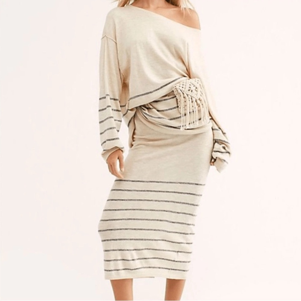 Free People Beach Dana point Stripe Sweater Skirt Set